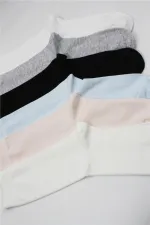 Chaussettes unies en coton coloré pour femmes, lot de 6