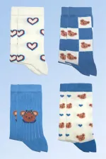 Chaussettes courtes en coton pour femmes, multicolores, lot de 4