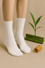 Chaussettes courtes blanches sans couture en bambou pour femmes (lot de 6)