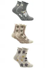 Chaussettes courtes en coton pour femme, à motifs, colorées, lot de 3
