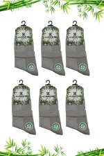 Kadın Bambu Yarım Konç Dikişsiz Düz Çorap Gri 6'Lı Paket