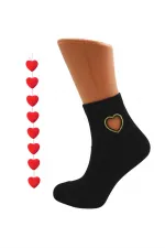 Chaussettes mi-mollet colorées en coton à motif cœur pour femme, lot de 4