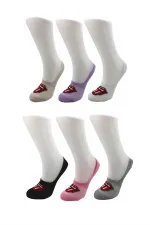 Chaussettes ballerines pour femmes, colorées, en coton à motifs, invisibles, antidérapantes, talon en silicone, lot de 6