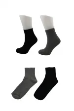 Erkek Pamuklu Diyabetik Çorabı Yarım Konç Tenis Sıkmayan Çorap Çok Renkli 4'Lü Paket