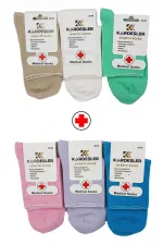 Chaussettes colorées mi-montantes pour femmes diabétiques, en coton, non compressives, lot de 6