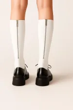 Kadın Fermuarlı Diz Altı Çorap