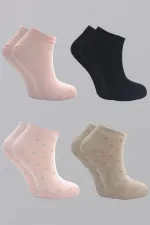 Kadın Pamuklu Patik Çorap Renkli 4'Lü Paket