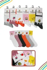 Unisex Colorful Fruit/Food Patterned Tennis Socks, 6-Pack