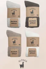 Women's Alpaca Wool Winter Terry Thick Socks, 4-Pack