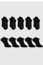 Unisex Cotton Ankle Socks, Black, Pack of 10