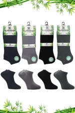 Erkek Bambu Patik Asorti Çok Renkli Çorap Dikişsiz 4'Lü Paket