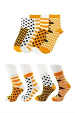 Chaussettes mi-mollet en coton pour femme, motif à carreaux, lot de 4