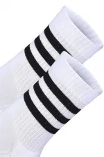 Unisex Renkli Siyah 3 Çizgili Beyaz Soket Tenis Çorap Kolej 3'Lü Paket