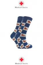 Kadın Diyabetik Lastiksiz Şeker Çorabı Sıkmayan Pamuklu Desenli Soket Çorap Çok Renkli 4'Lü Paket