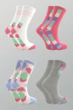 Chaussettes courtes en coton pour femmes, multicolores, lot de 4