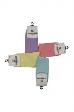 Chaussettes de tennis multicolores en coton pour femmes, lot de 4