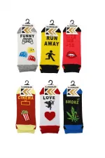 Chaussettes courtes imprimées en silicone à motifs pour femmes, lot de 6