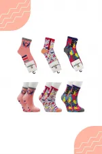 Chaussettes courtes en coton à motifs colorés pour femmes, lot de 3