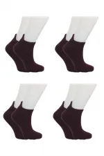 Chaussettes courtes en coton brodé bordeaux pour femme, lot de 4