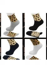 Unisex Leopard Print Cotton Tennis Socks, 4-Pack