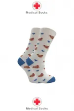 Kadın Diyabetik Lastiksiz Şeker Çorabı Sıkmayan Pamuklu Desenli Soket Çorap Çok Renkli 4'Lü Paket