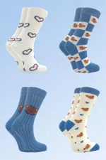 Chaussettes courtes en coton pour femmes, multicolores, lot de 4