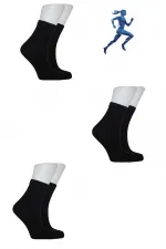 Unisex Half-Cuff Black Cotton Plain Socks 3-Pack