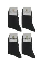 Kadın Pamuklu Yarım Konç Tenis Çorap Siyah 4'Lü Paket