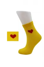 Chaussettes mi-mollet colorées en coton à motif cœur pour femme, lot de 6
