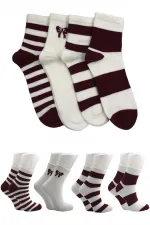 Chaussettes courtes en coton pour femme, motif à cercles, multicolores, lot de 4