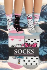 Çoçuk Çok Desenli Soket Çorap Renkli 4'Lü Paket