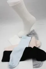 Chaussettes unies en coton coloré pour femmes, lot de 6