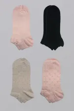 Kadın Pamuklu Patik Çorap Renkli 4'Lü Paket