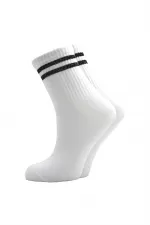 Women's Colorful Striped White Ankle Tennis Socks College 4-Pack