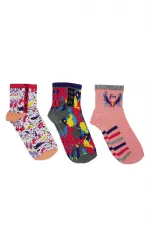 Chaussettes courtes en coton à motifs colorés pour femmes, lot de 3