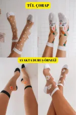 Bas en tulle à motifs pour femmes