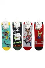 Çoçuk Çok Desenli Soket Çorap Renkli 4'Lü Paket