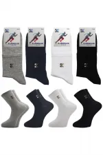 Men's Half-Length Tennis College Multicolored Cotton Plain Socks, 4-Pack