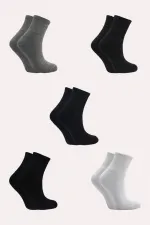 Kadın Pamuklu Yarım Konç Tenis Kolej Taban Altı Havlu Çorap Çok Renkli 5'Li Paket