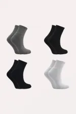 Kadın Pamuklu Yarım Konç Tenis Kolej Taban Altı Havlu Çorap Çok Renkli 4'Lü Paket