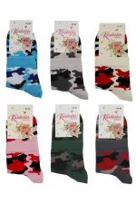 Chaussettes courtes pour femmes, en coton à motifs multicolores, lot de 6