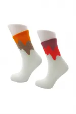 Chaussettes de tennis colorées pour femmes, en coton, à motifs, lot de 6