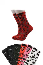 Chaussettes de tennis colorées pour femmes, en coton, à motifs longs, lot de 6.