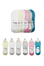 Chaussettes ballerines pour femmes, colorées, en coton, invisibles, antidérapantes, talon en silicone, lot de 6, point de riz