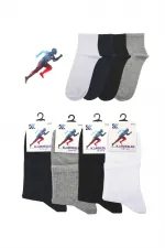 Men's Half-Length Tennis College Multicolored Cotton Plain Socks, 4-Pack
