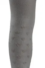 Kız Çoçuk Pamuklu Kalp Desen Külotlu Çorap Krem