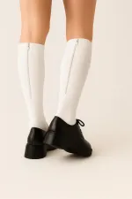 Kadın Fermuarlı Diz Altı Çorap