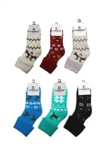 Chaussettes en tissu éponge pour femmes, lot de 6, motif cerf