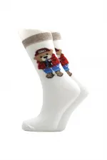 Chaussettes courtes en coton à motif ours coloré pour femmes, lot de 4