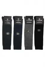 Men's Knee-High Lambswool Thermal Wool Winter Terry Thick Multicolored Socks, 4-Pack
